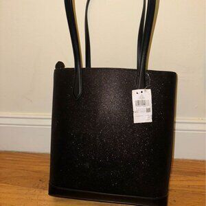 Kate Spade Tinsel Black Glitter Fabric Shoulder Tote Bag